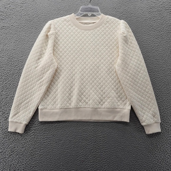 Walter Hagen Tops - Walter Hagen Clubhouse Quilted Pullover Crew Cream Puff Sleeve UPF 50+ NEW